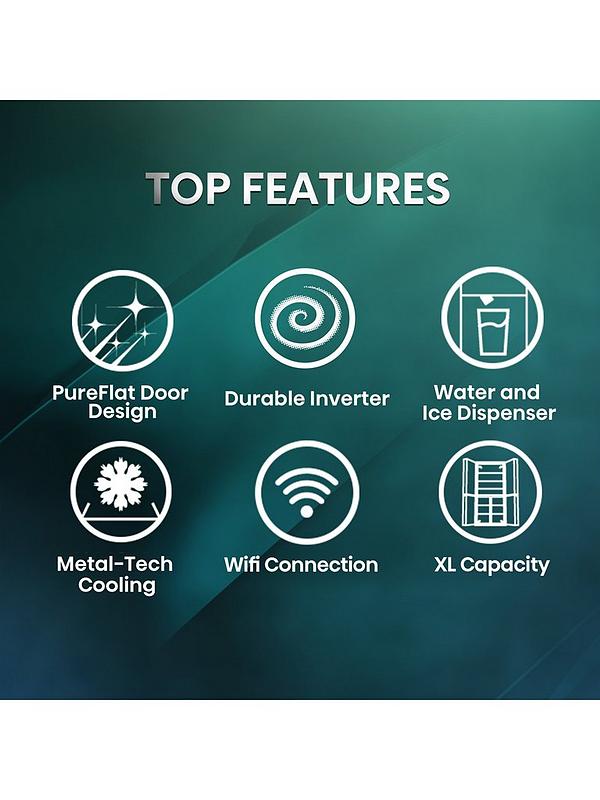 Hisense RS818N4IFE Pureflat Infinite series, 90cm Wide Side by Side, American Fridge Freezer - Black Stainless Steel - Image 4